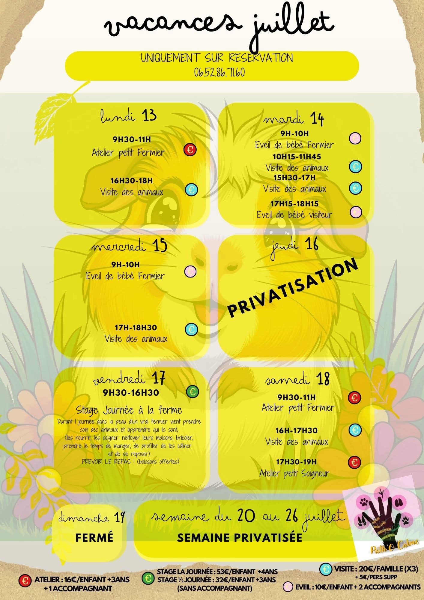 Planning du mois de juillet 2